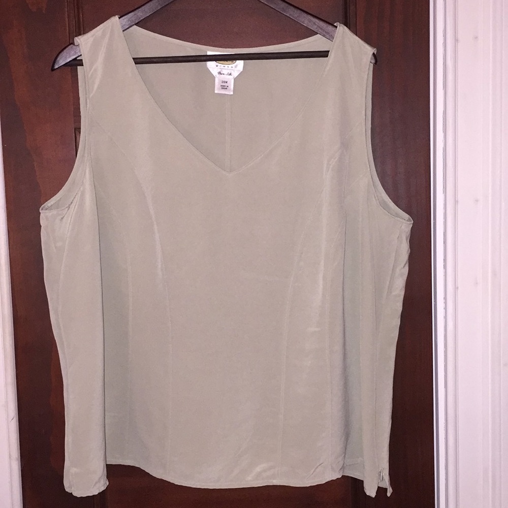 Talbots Sleeveless pale green silk top